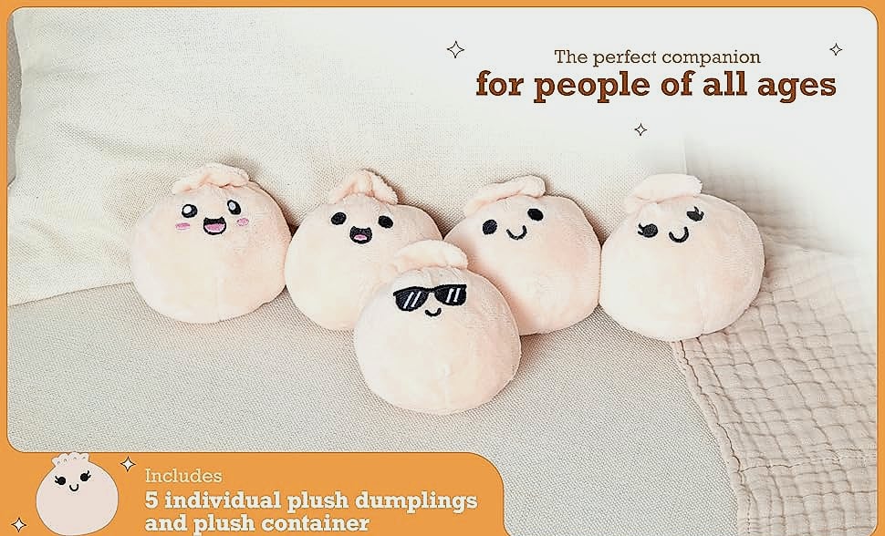 WHAT DO YOU MEME Emotional Support Dumplings Plush Toy Set — scale reference