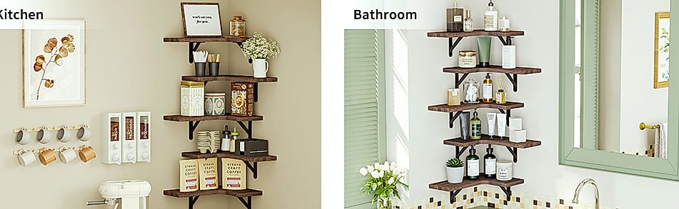 Fixwal Corner Floating Shelves Set of 5, Dark Carbonized — package contents