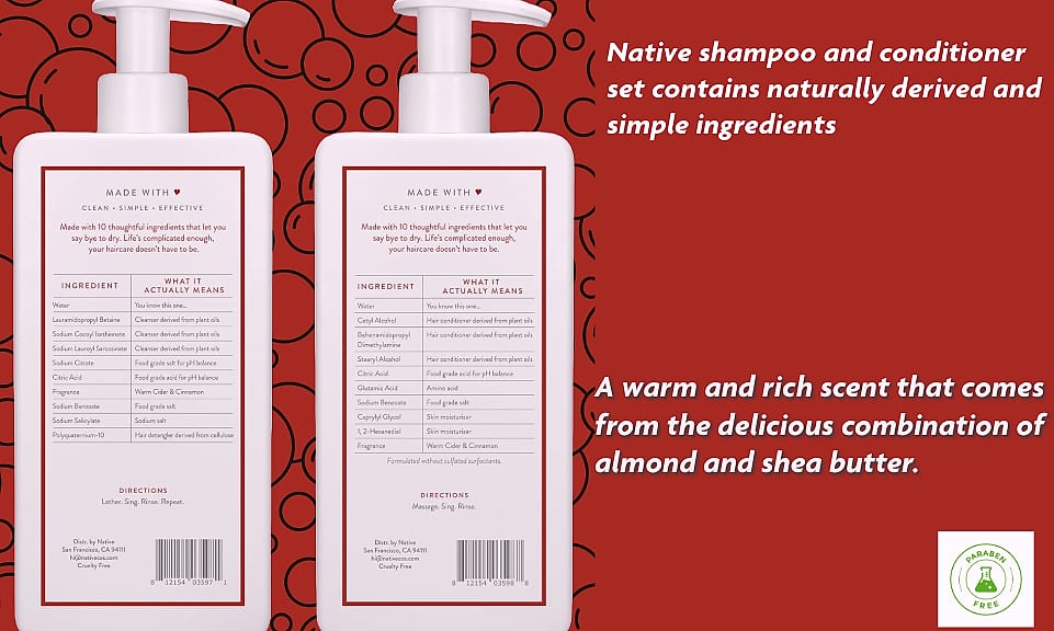 Native Coconut & Vanilla Shampoo and Conditioner Set, 2-Pack — scale reference