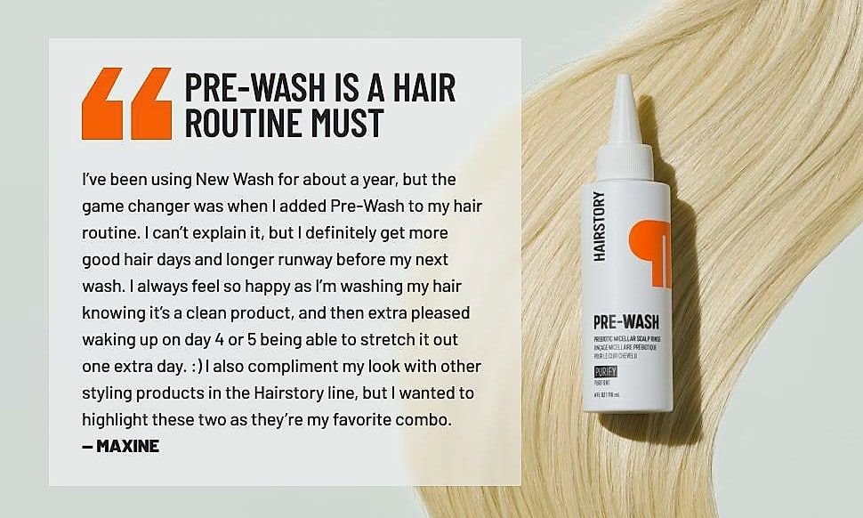Hairstory New Wash Original and Pre-Wash Scalp Rinse Duo β side view