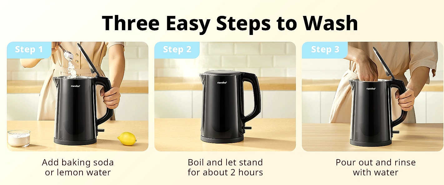 COMFEE' 1.7L Stainless Steel Electric Kettle, 1500W Fast — build progress