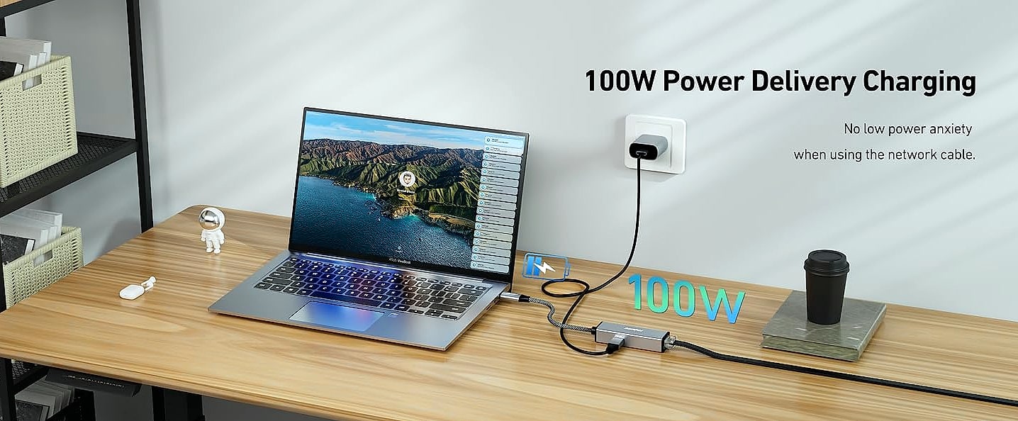 BENFEI USB-C to Ethernet Adapter, Gigabit RJ45 — feature highlights