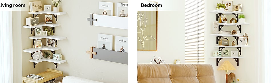 Fixwal Corner Floating Shelves Set of 5, Dark Carbonized — parts overview