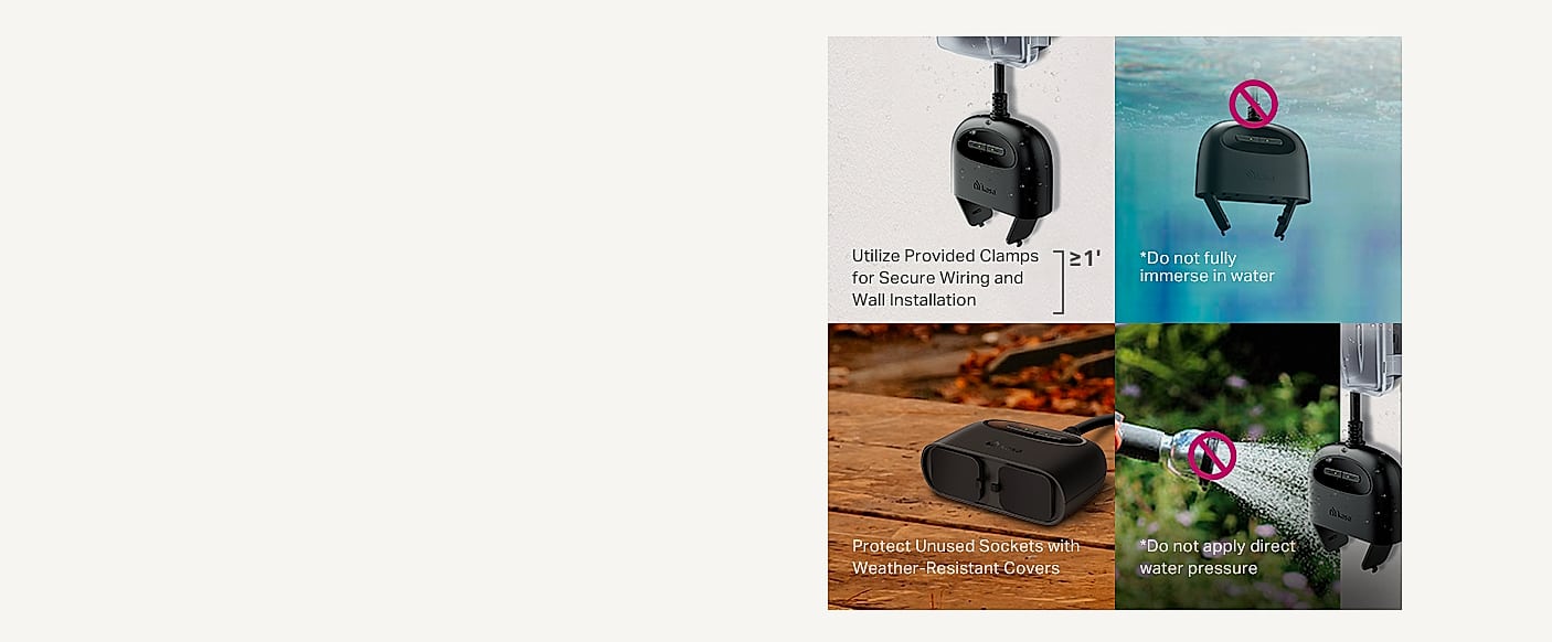 Kasa Smart Outdoor Plug EP40 with 2 Sockets, IP64 Weather — close-up details