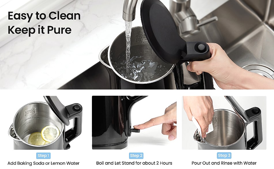 COMFEE' 1.7L Stainless Steel Electric Kettle, 1500W Fast — close-up details