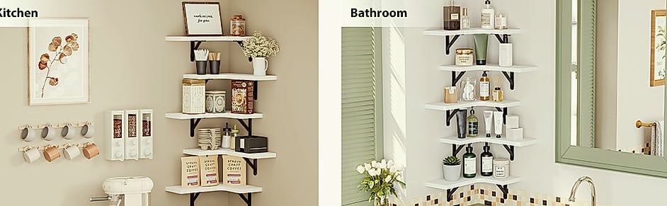 Fixwal Corner Floating Shelves Set of 5, Dark Carbonized — build progress
