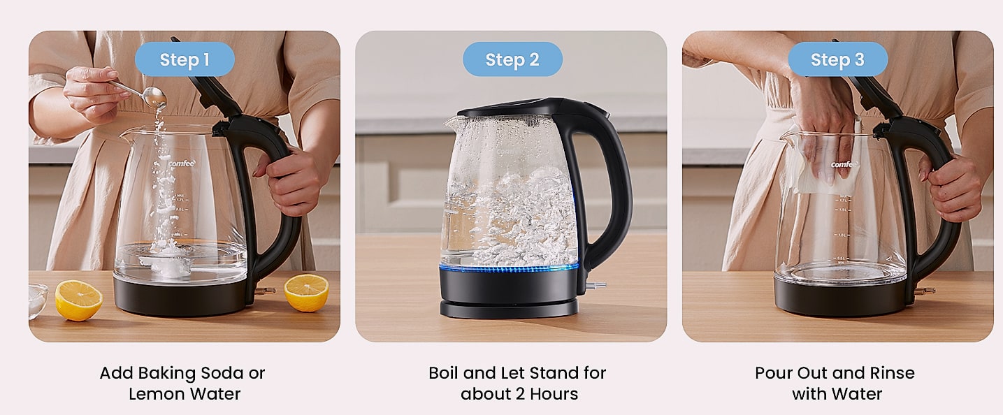 COMFEE' 1.7L Stainless Steel Electric Kettle, 1500W Fast — interior detail