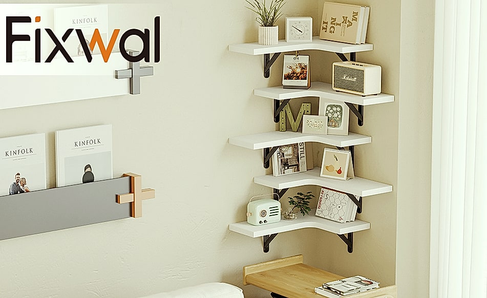 Fixwal Corner Floating Shelves Set of 5, Dark Carbonized — feature highlights