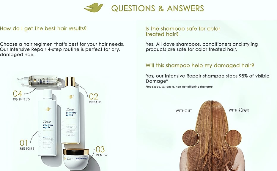 Dove Intensive Repair Shampoo for Damaged Hair 28 fl oz — size comparison