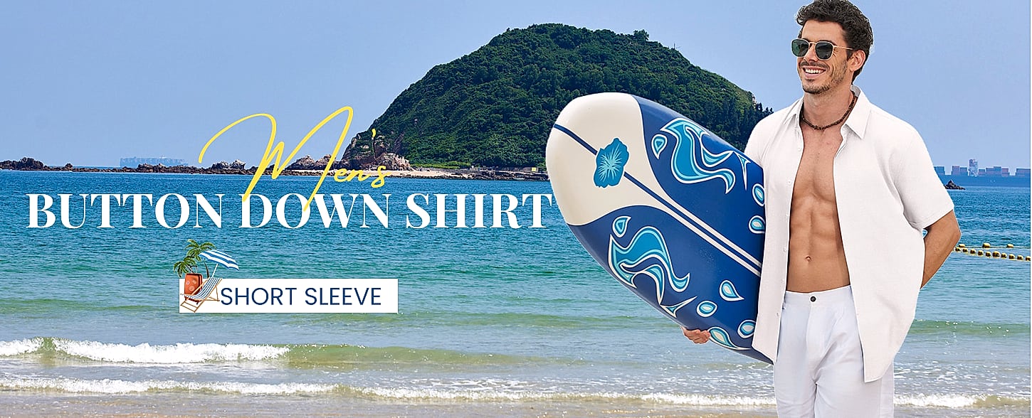 COOFANDY Men's Linen Short Sleeve Casual Button Down Shirt — package contents