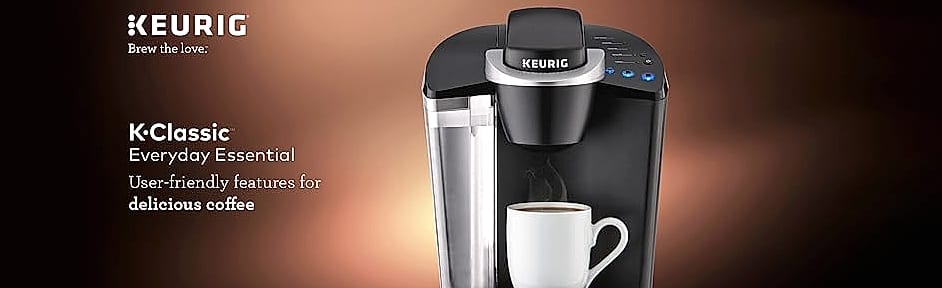 Keurig K-Classic Single Serve Coffee Maker with 3 Brew Sizes — package contents