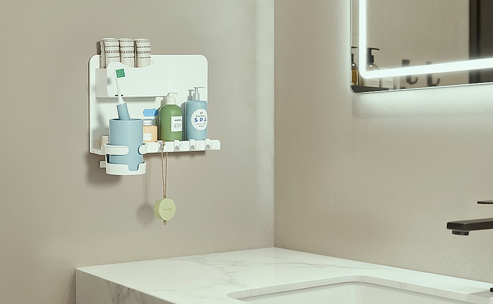 WALfuyao Floating Bedside Shelf Wall Organizer Storage — close-up details