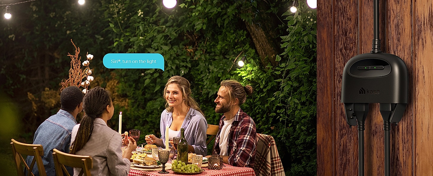 Kasa Smart Outdoor Plug EP40 with 2 Sockets, IP64 Weather — scale reference
