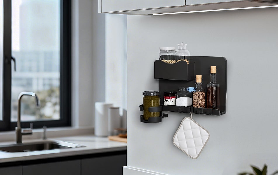 WALfuyao Floating Bedside Shelf Wall Organizer Storage — side view