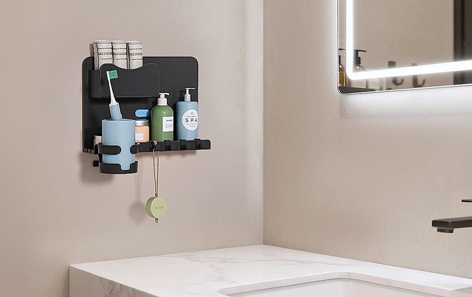WALfuyao Floating Bedside Shelf Wall Organizer Storage — parts overview