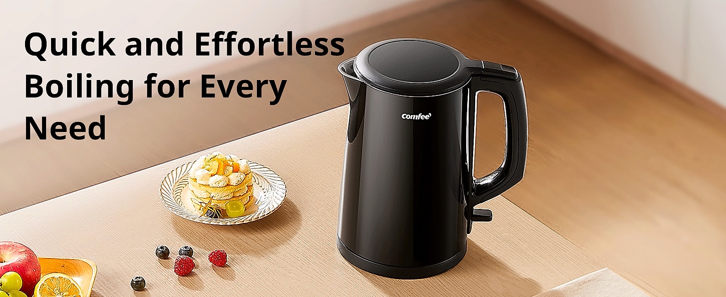 COMFEE' 1.7L Stainless Steel Electric Kettle, 1500W Fast — close-up details