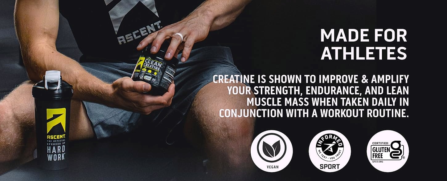 Ascent Clean Creatine Monohydrate Powder, 5G Per Serving — close-up details