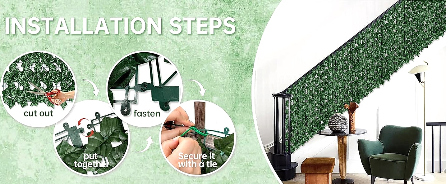 ODTORY 40x120 in Artificial Ivy Privacy Fence Screen with — close-up details