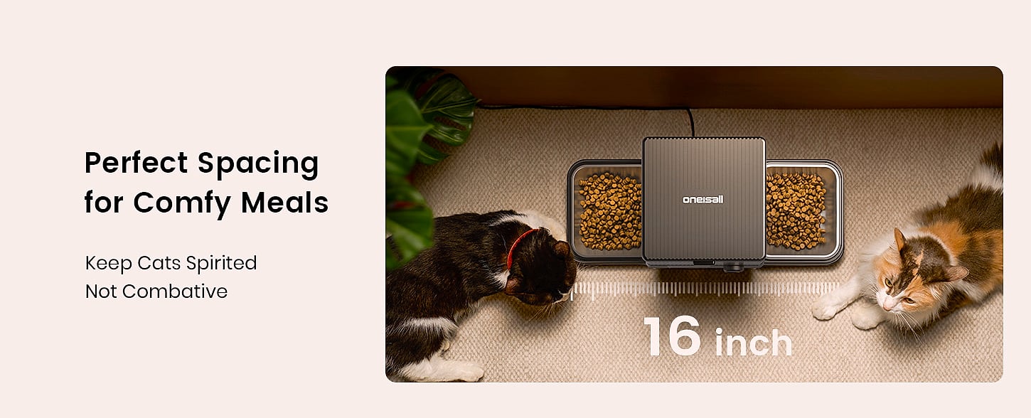 oneisall Automatic Cat Feeder for 2 Cats, 5L Timed Dispenser — package contents