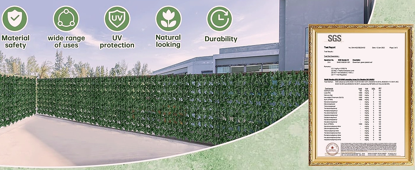 ODTORY 40x120 in Artificial Ivy Privacy Fence Screen with — assembled view