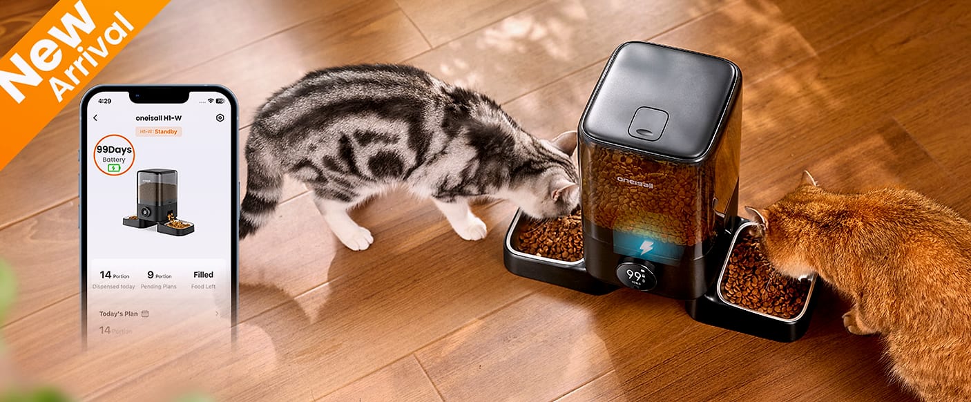 oneisall Automatic Cat Feeder for 2 Cats, 5L Timed Dispenser — interior detail