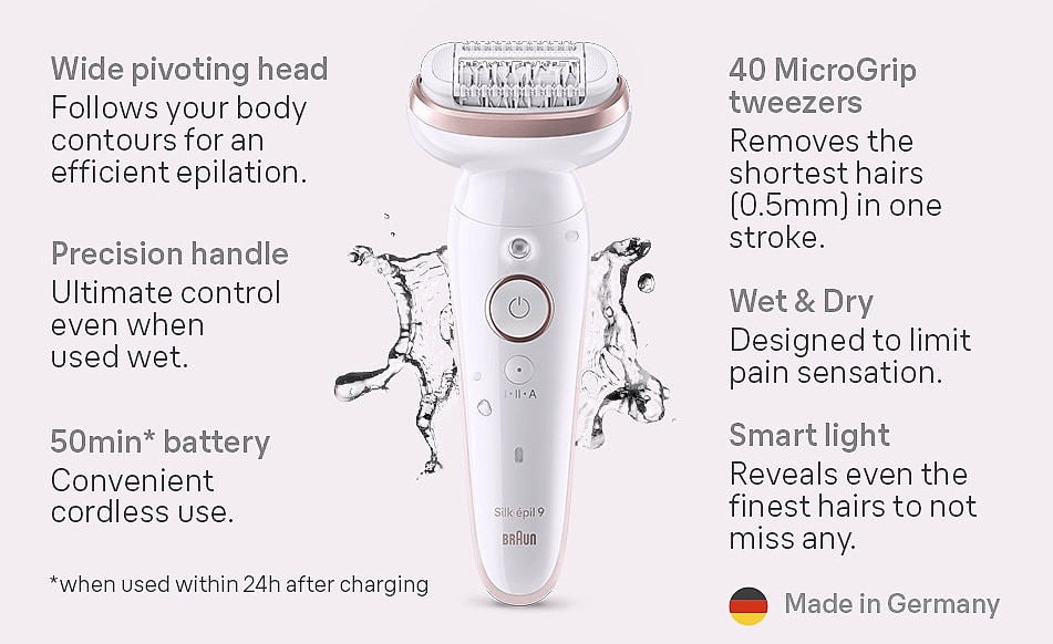 Braun Silk-épil 9 SES9-030 Wet and Dry Epilator — assembled view