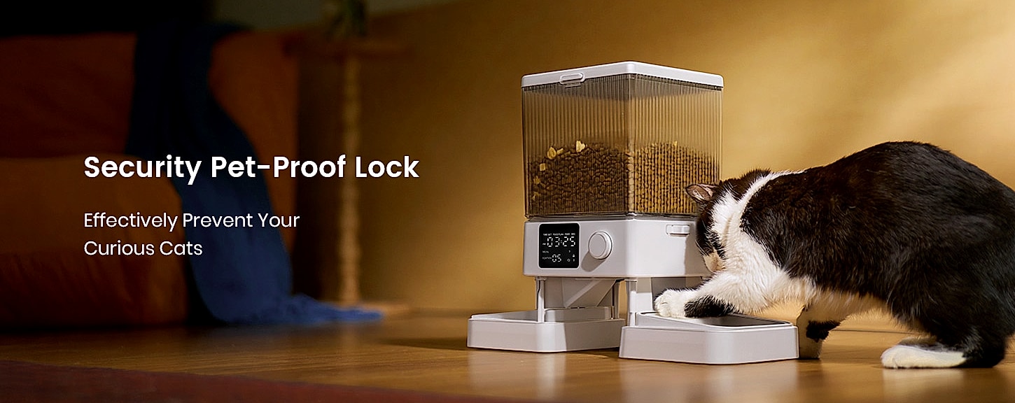 oneisall Automatic Cat Feeder for 2 Cats, 5L Timed Dispenser — interior detail
