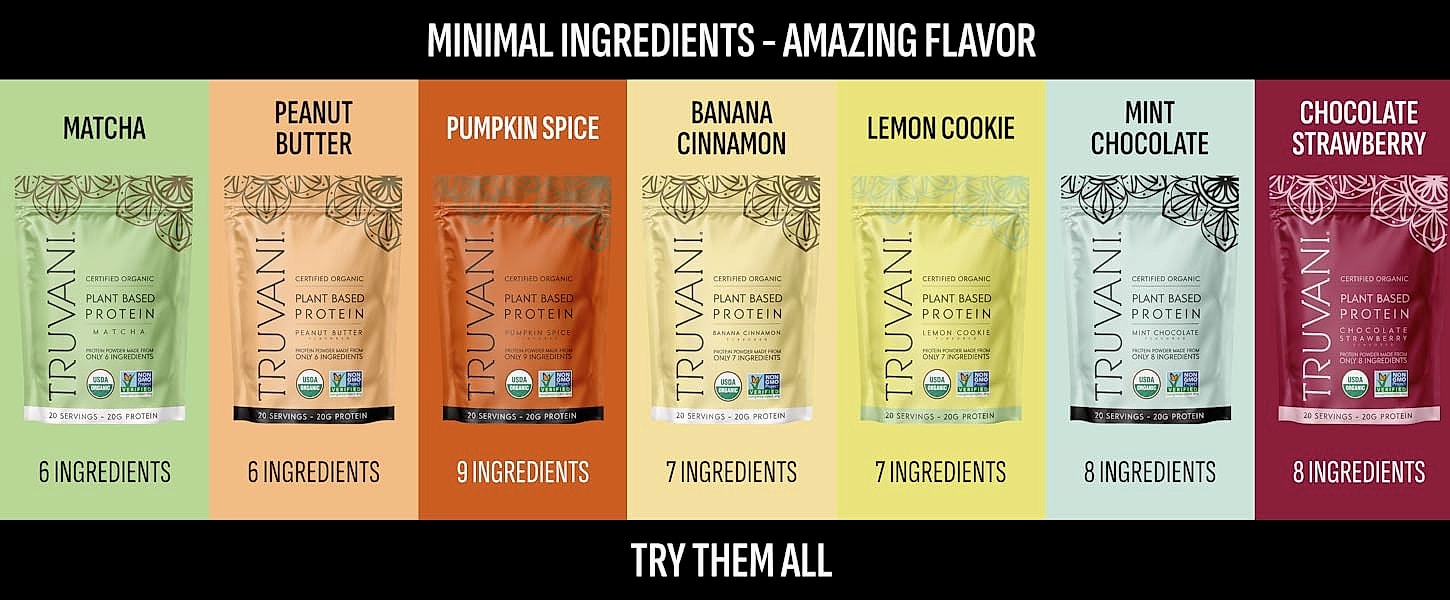 Truvani Organic Plant Based Protein Powder Vanilla 20g Pea — feature highlights