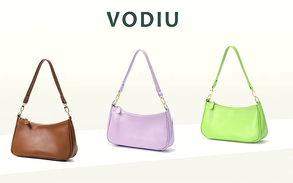 VODIU Clutch Tote Handbag with Removable Straps and Zipper — close-up details