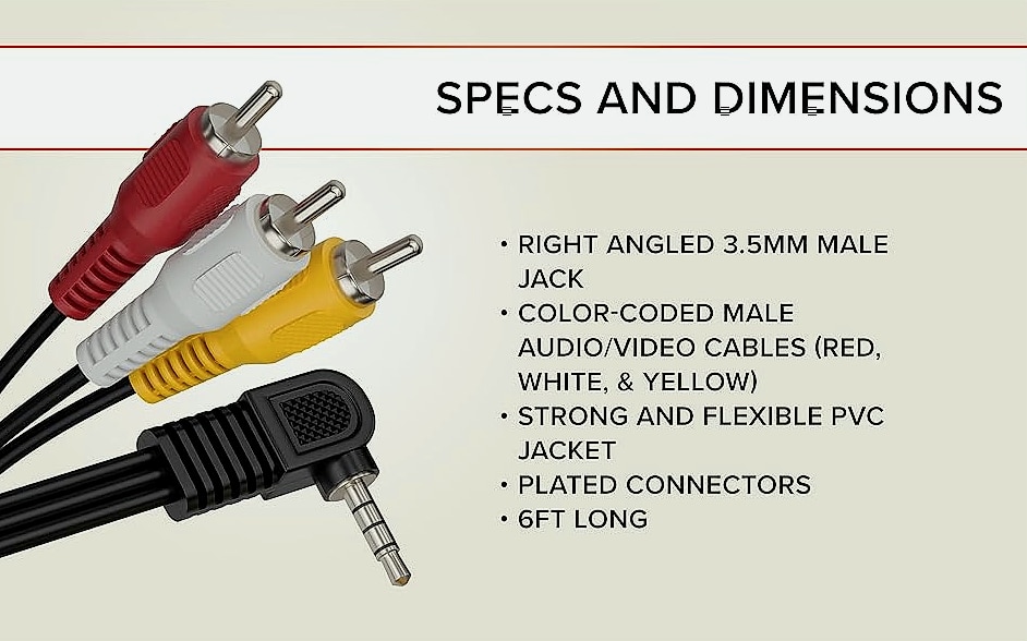 THE CIMPLE CO 3.5mm to RCA A/V Cable for Roku and TiVo 6 — close-up details