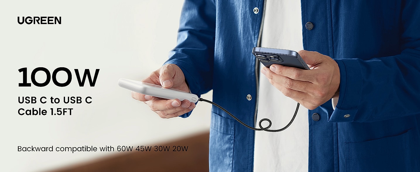 UGREEN USB C to USB C Cable 100W 2-Pack Fast Charging — parts overview