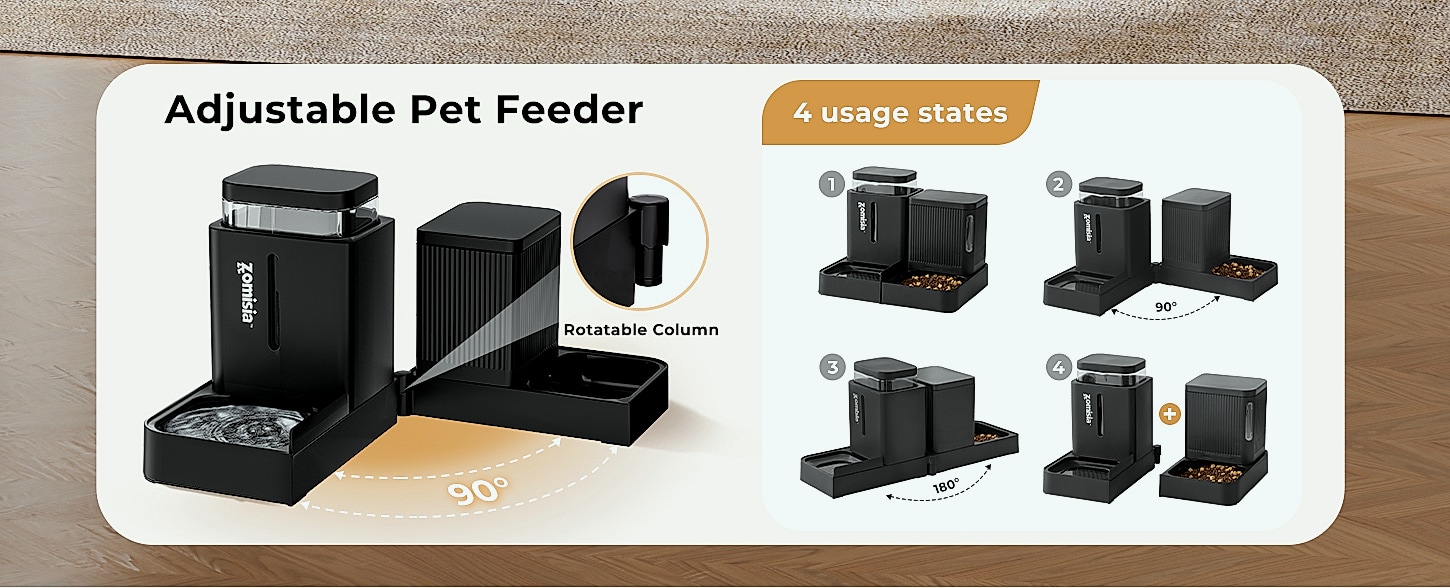 ZOMISIA Automatic Cat Feeder and Water Dispenser Set, 2 in 1 — close-up details