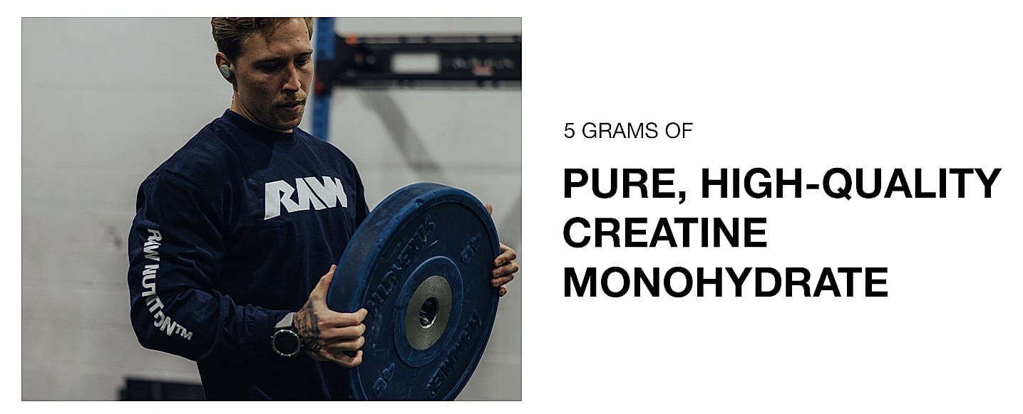 RAW Nutrition Creatine Monohydrate Powder, Unflavored 30 — package contents