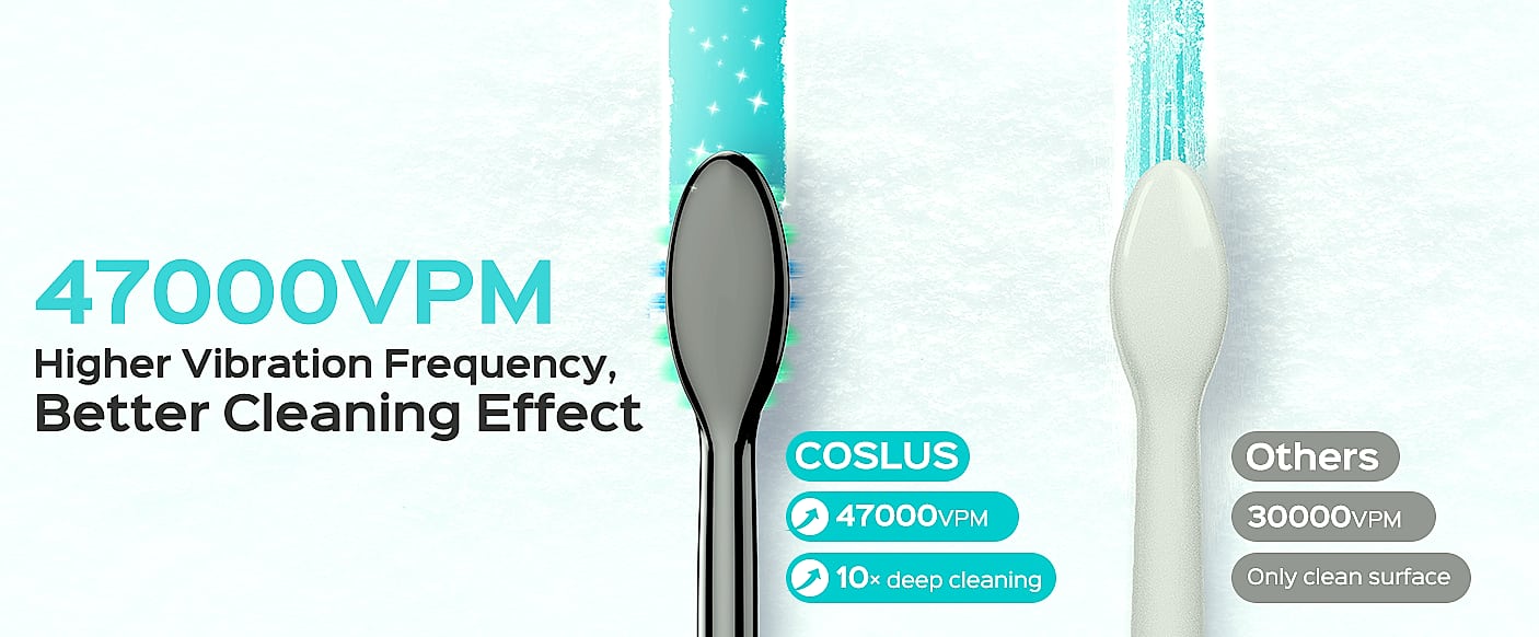 COSLUS C40 Sonic Electric Toothbrush, 47000 VPM Deep Clean — assembled view