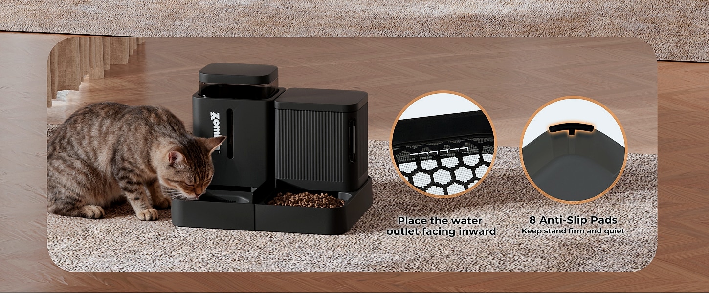 ZOMISIA Automatic Cat Feeder and Water Dispenser Set, 2 in 1 — feature highlights