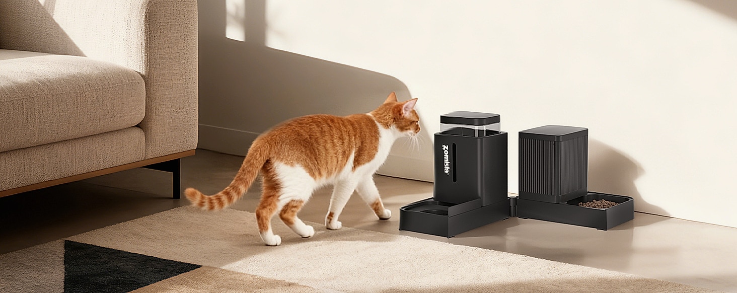 ZOMISIA Automatic Cat Feeder and Water Dispenser Set, 2 in 1 — parts overview