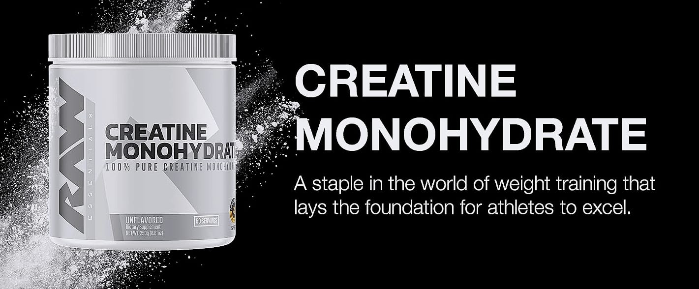 RAW Nutrition Creatine Monohydrate Powder, Unflavored 30 — side view