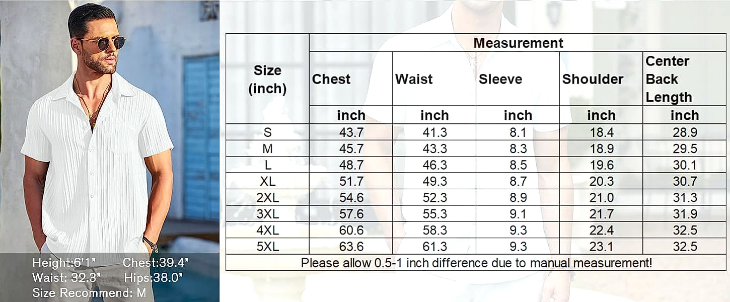 COOFANDY Men's Casual Button Down Short Sleeve Summer Beach — side view