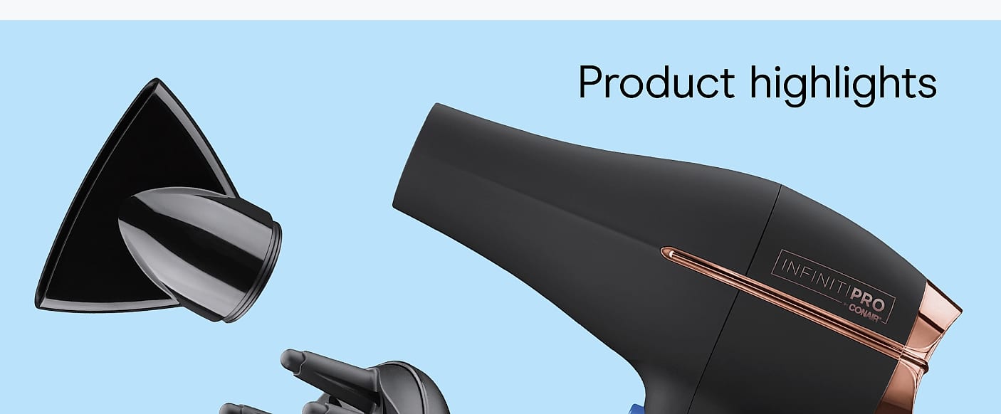 Conair INFINITI PRO 1875W Hair Dryer with Diffuser — feature highlights