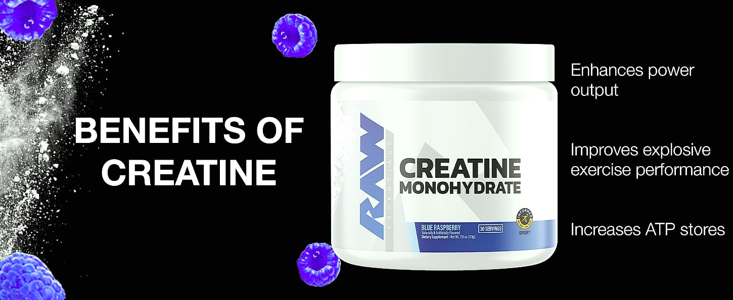 RAW Nutrition Creatine Monohydrate Powder, Unflavored 30 — feature highlights