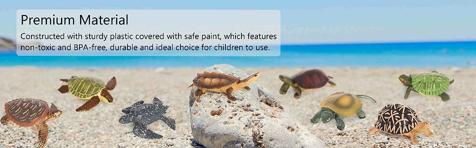 Volnau Mini Sea Turtle Figures 14-Piece Animal Toy Set — close-up details