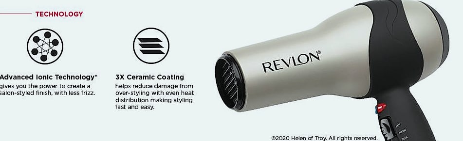 Revlon Turbo 1875W Hair Dryer with Ionic Technology — package contents