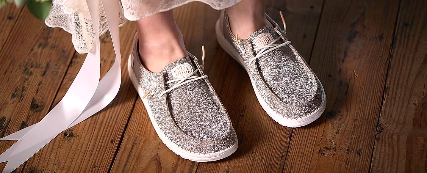 Hey Dude Women's Wendy Metallic Sparkle Slip-On Loafer — assembled view