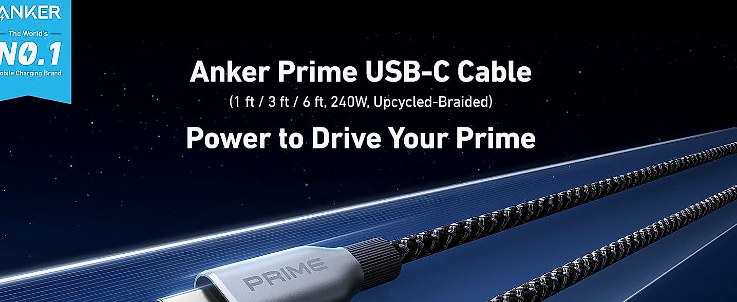 Anker Prime USB C to USB C Cable 240W Fast Charging 6 FT — package contents