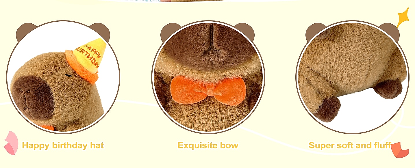 Ditucu Capybara Plush Toy with Strawberry Hat, 9 Inch — build progress