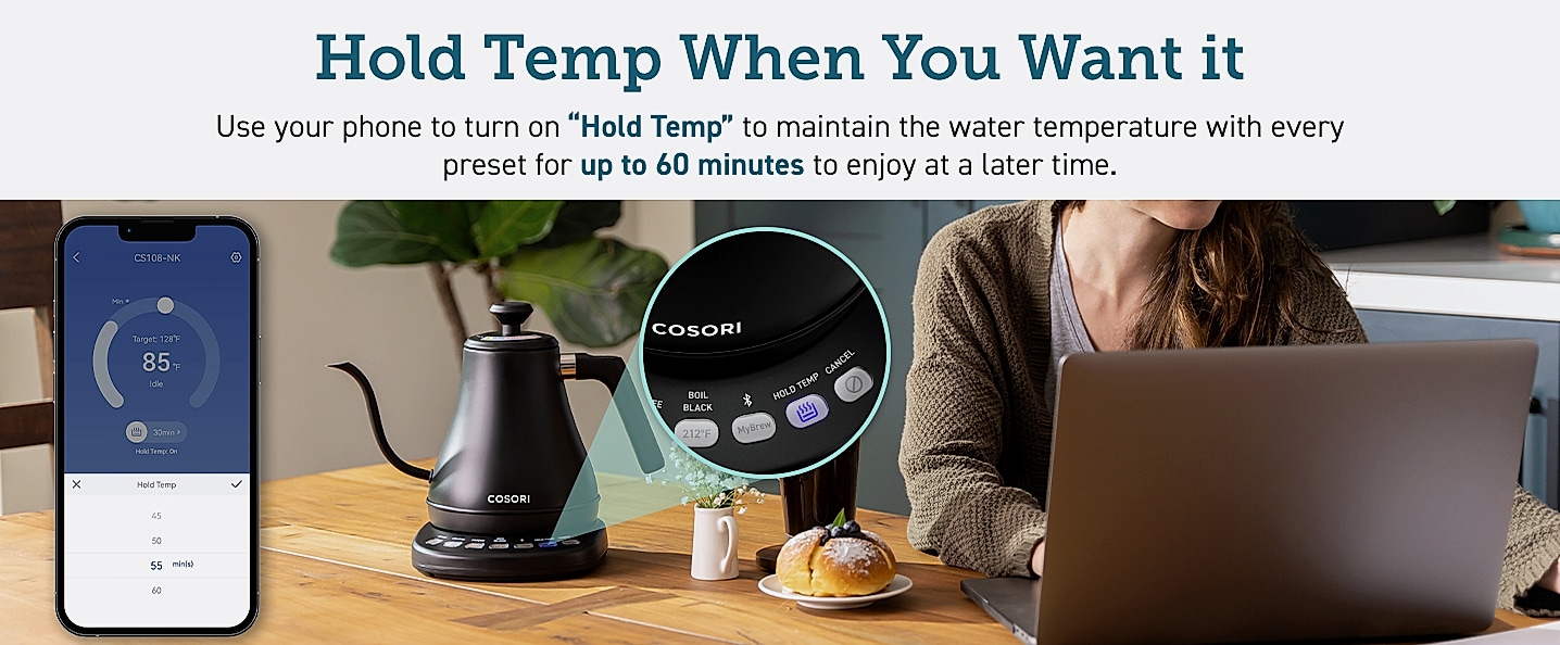 Cosori Electric Gooseneck Kettle, 0.8L Pour Over with — interior detail