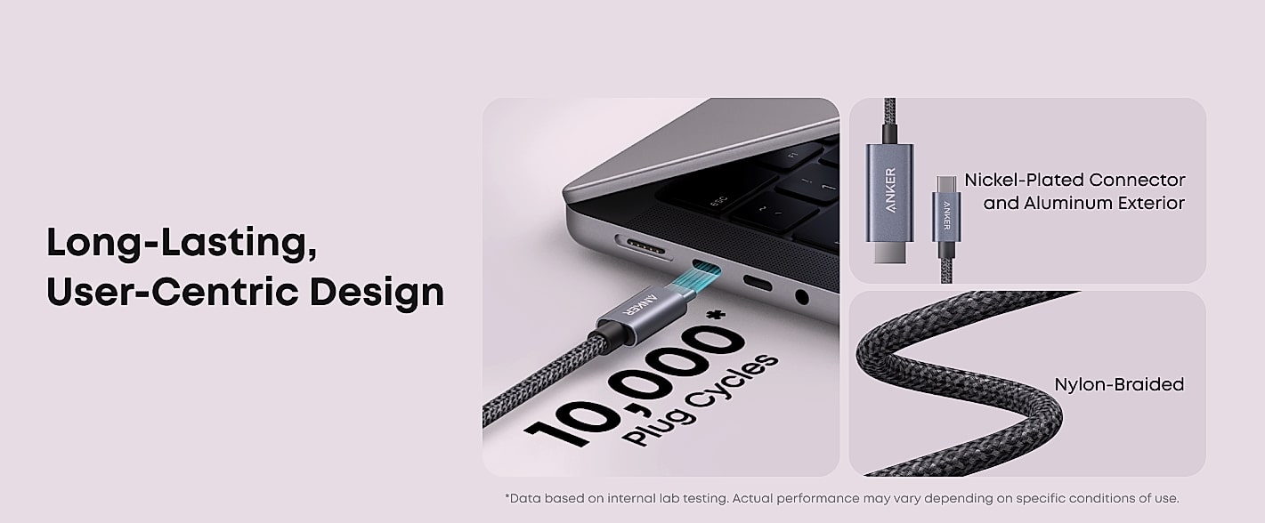 Anker USB-C to HDMI Cable 4K@60Hz 6FT Braided — feature highlights