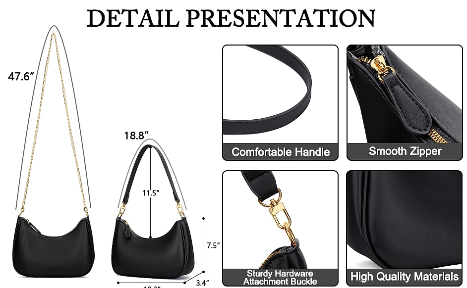 KKXIU Women's Shoulder Bag Retro Hobo Purse Underarm Clutch — scale reference