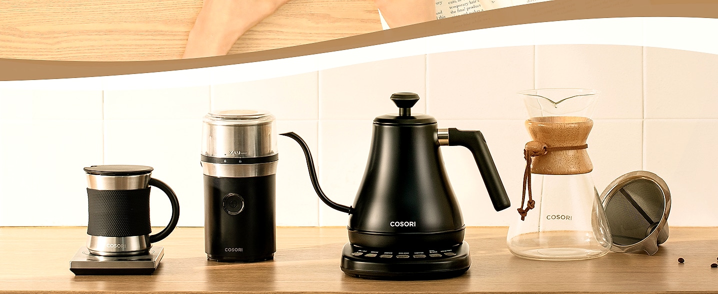 Cosori Electric Gooseneck Kettle, 0.8L Pour Over with — parts overview