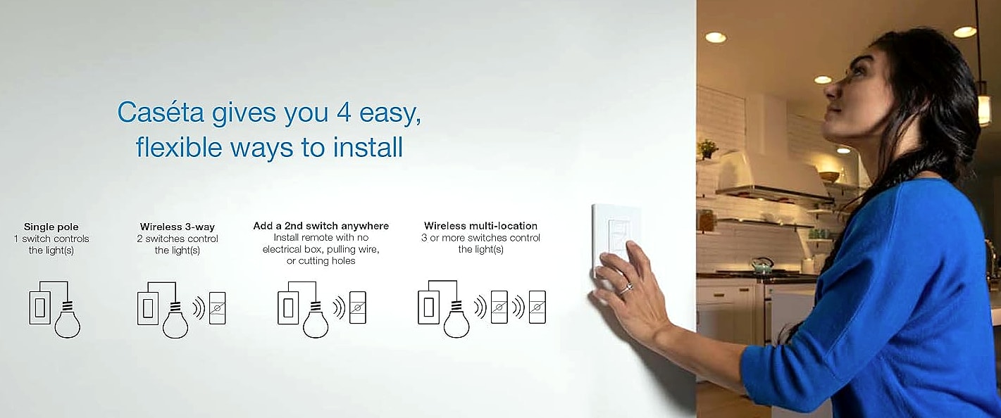 Lutron Caseta PD-6WCL-WH Smart Dimmer Switch 150W — scale reference
